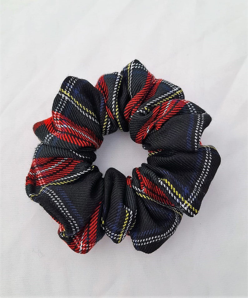 Red Tartan Scrunchies, Hair Scrunchie, Scrunchie Ties, Scrunchy image 3