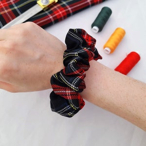 Red Tartan Scrunchies, Hair Scrunchie, Scrunchie Ties, Scrunchy image 2