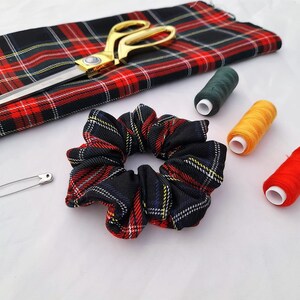 Red Tartan Scrunchies, Hair Scrunchie, Scrunchie Ties, Scrunchy image 4