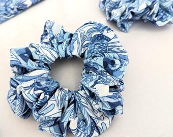 Blauwe patronen scrunchies, scrunchy, haarscrunchies, scrunchie banden