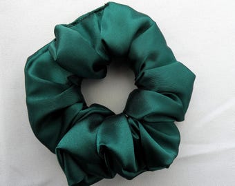 Handmade Green Satin Scrunchie Forest Green Hair Accessory