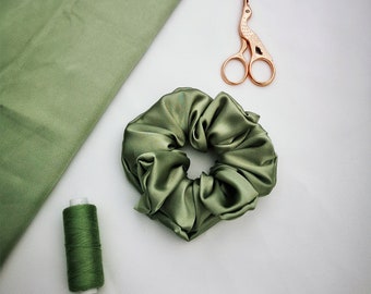 Sage Green Satin Scrunchie,  Green Scrunchies, Satin Scrunchy, Hair Accessories