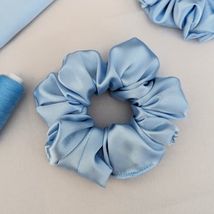 Pale Blue Satin Scrunchie,  Baby Blue Scrunchies, Satin Scrunchy, Hair Accessories