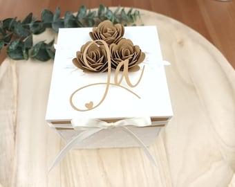 Caja explosiva personalizada para una boda: el mejor regalo en efectivo con un efecto sorprendente en estilo vintage y bohemio.