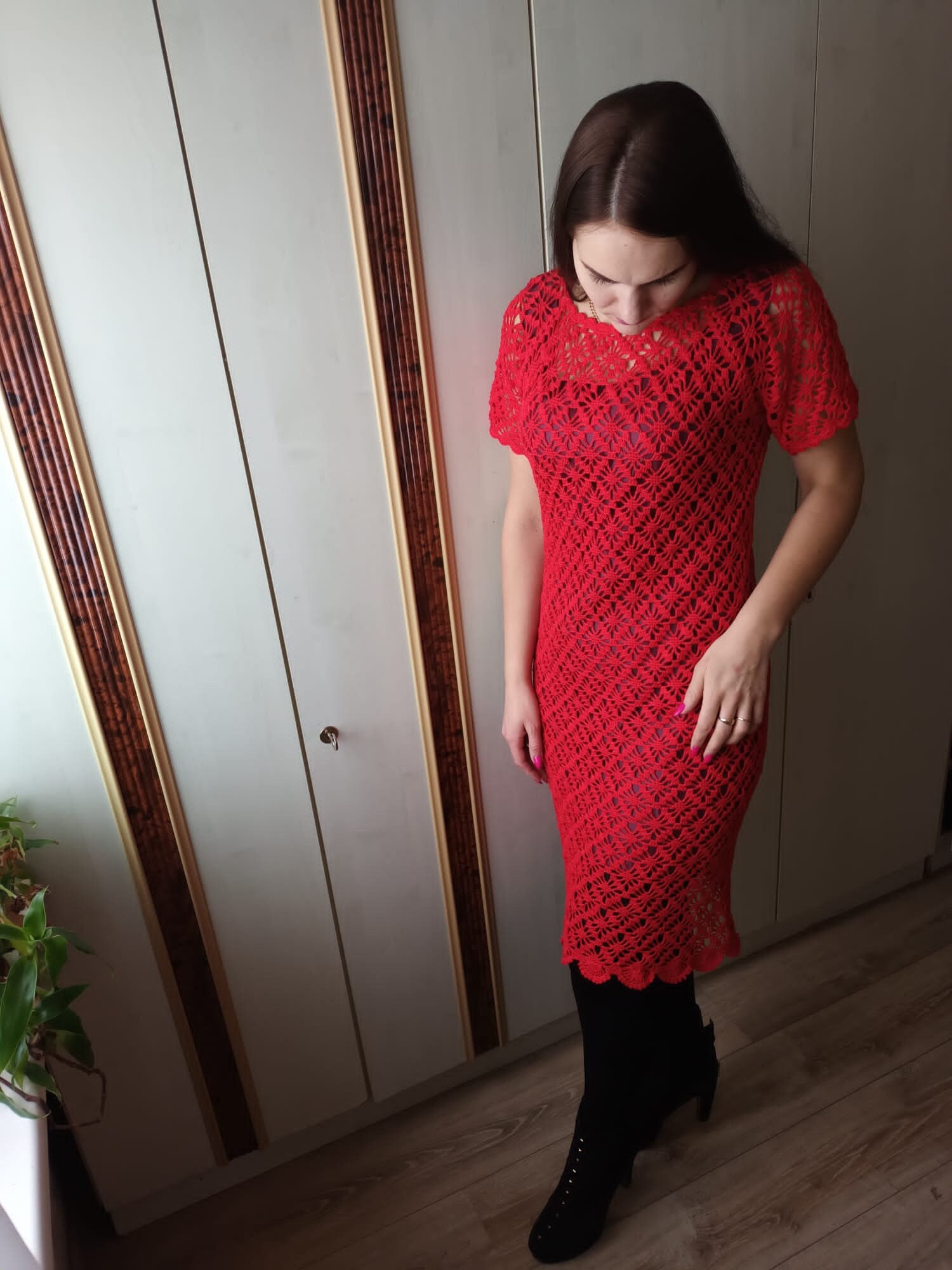 Crocheted Red Lace Dress, Hand Made Lace Cotton Dress - Etsy Crocheted Red Lace Dress, Hand Made Lace Cotton Dress - Etsy