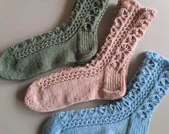 Hand Knitted Lace Socks, Hand Knitted Socks Made of Sock Yarn, Sizes S