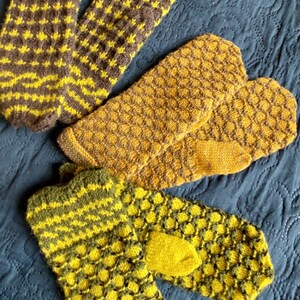 Hand Knitted Winter Mittens, Multi Color Mittens With Pattern, Wool Winter Mittens