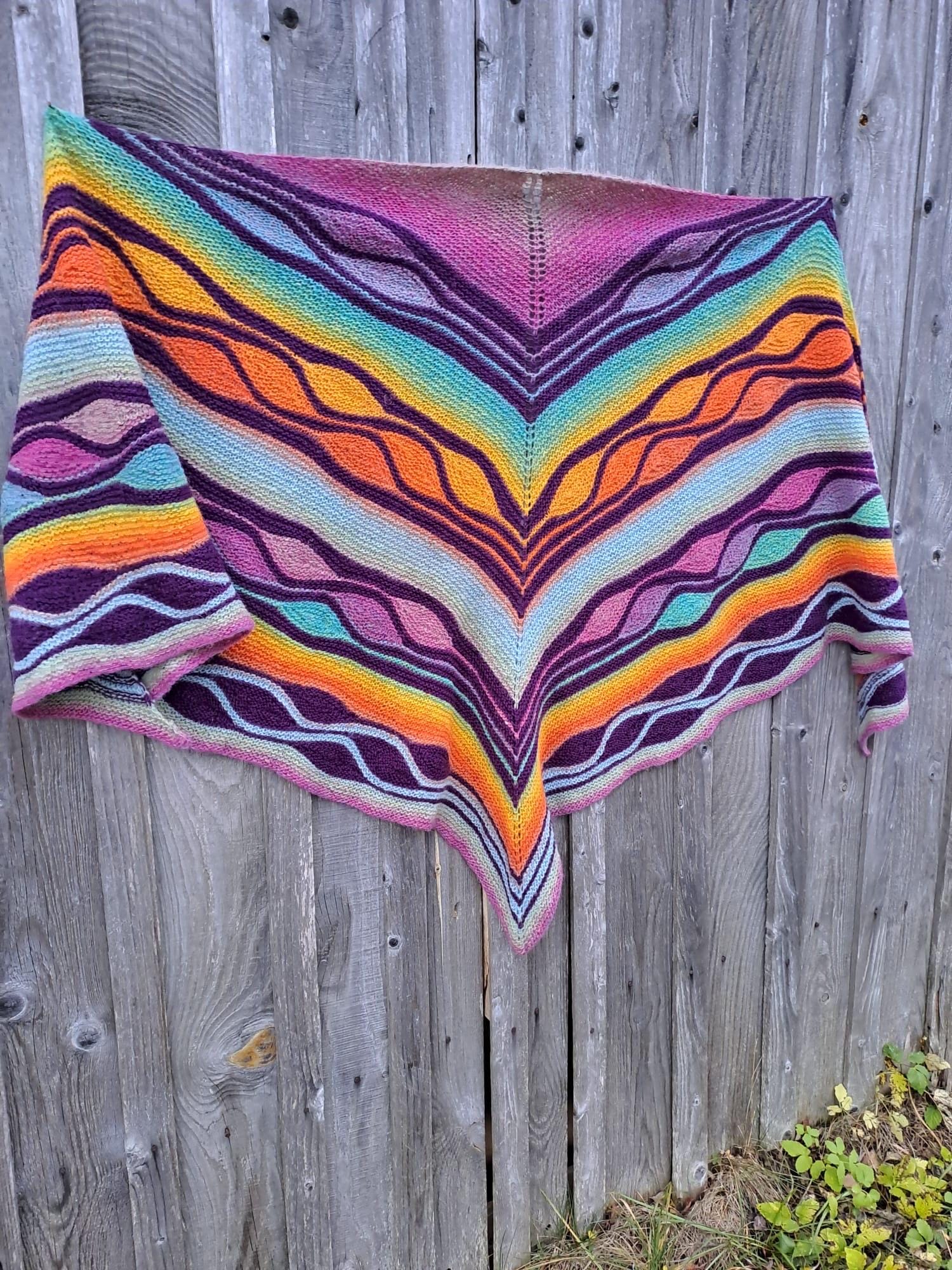 Butterfly Art Shawl, Multicolor Shawl, Hand Knitted Colorful Shawl
