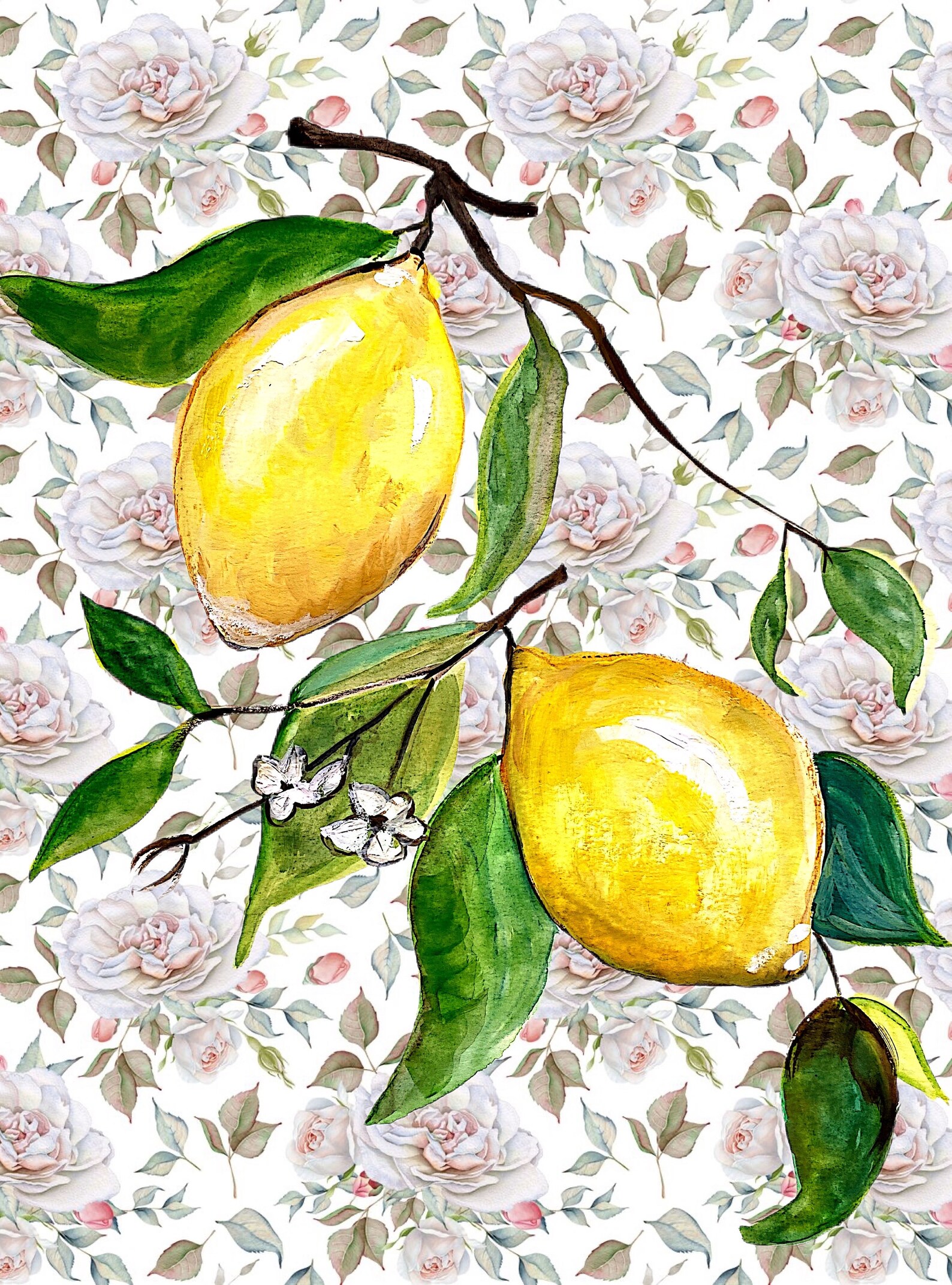 Hand painted Lemon digital print Etsy