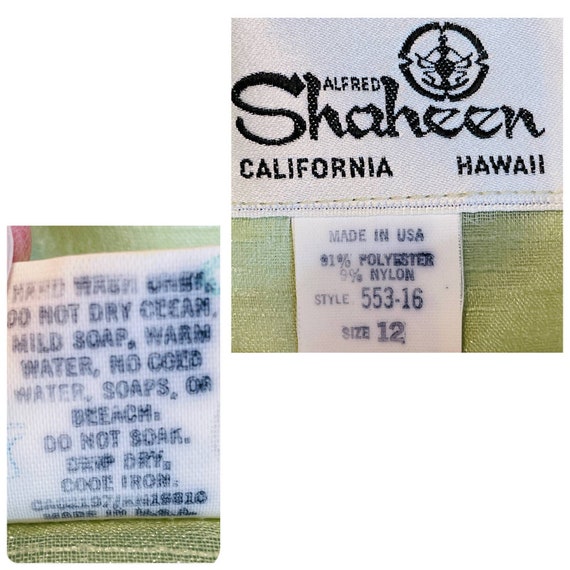 Alfred Shaheen Vintage Light Green Hawaiian Sheer… - image 9