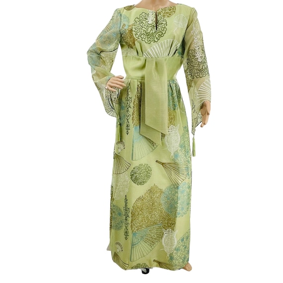 Alfred Shaheen Vintage Light Green Hawaiian Sheer… - image 2