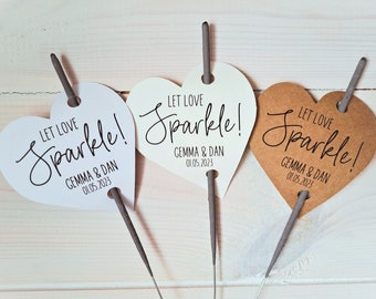 Personalised Sparkler Tags, Wedding Favours, Heart Tag, Wedding, Party, Anniversary, Engagement, Personalised Wedding Favors, Handmade in UK