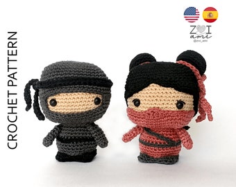 Ninja Boy and Ninja Girl PDF CROCHET PATTERN, diy amigurumi doll, funko toy
