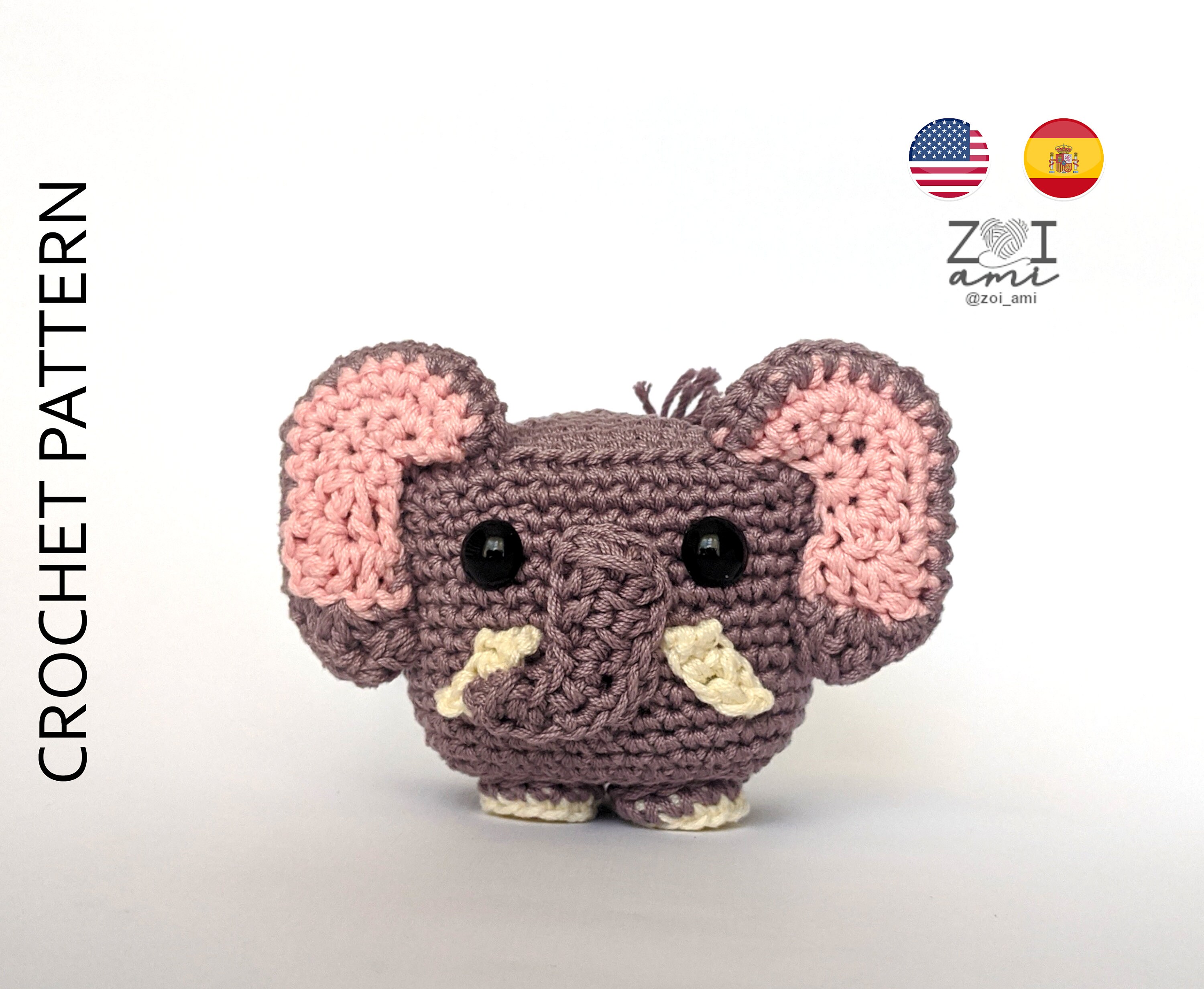Cube Elephant PDF CROCHET PATTERN, diy amigurumi animal doll