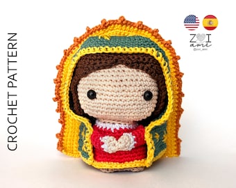 Our Lady of Guadalupe Virgen PDF CROCHET PATTERN, diy amigurumi doll, funko toy in English Español