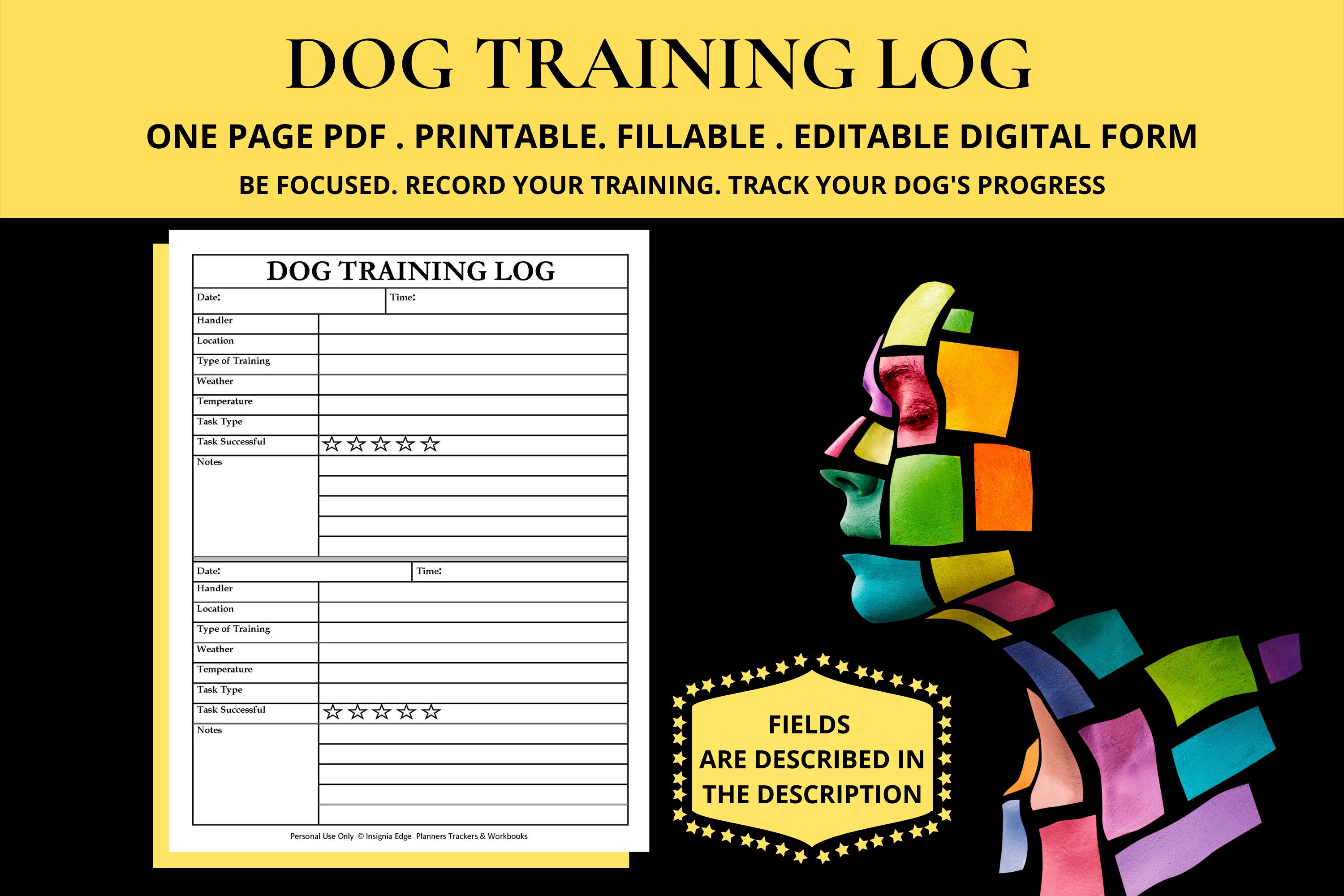 Dog Training Record Keeping Log Book Dog Training Log Sheet Etsy UK
