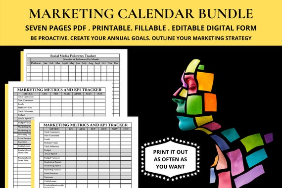Annual Marketing Calendar Template Internet Marketing Campaign Planner  Content Promotional Marketing Management Editorial Calendar Template - Etsy