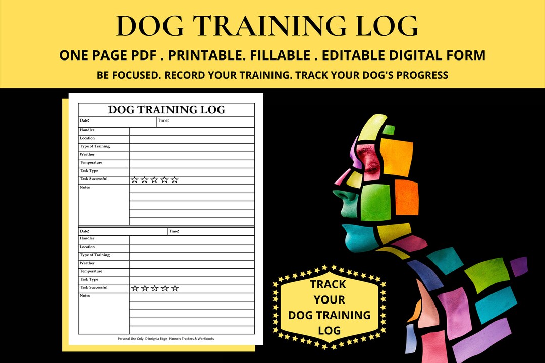 Dog Training Record Keeping Log Book Dog Training Log Sheet Template
