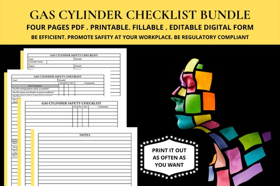 Gas Cylinder Safety Checklist Gas Cylinder Storage Register & Safety Log Compressed  Gas Cylinder Inspection Checklist Gas Cylinder Checklist 