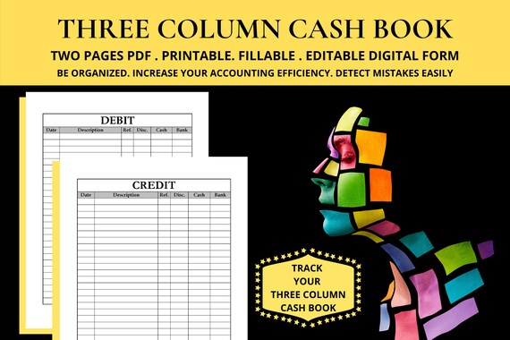 Format de livre de caisse à trois colonnes Livre de caisse à trois