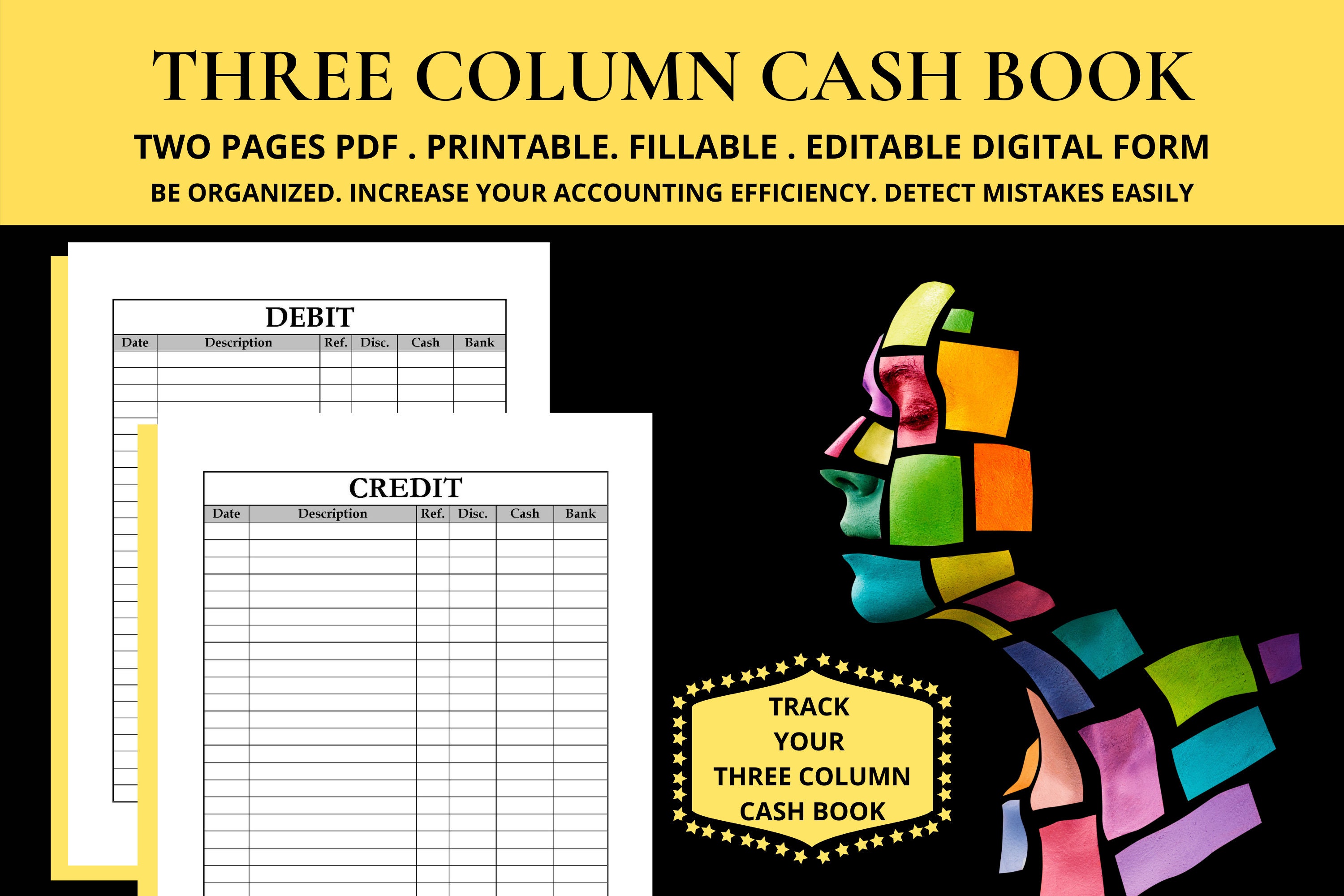 Three Column Cash Book Format Triple Column Cash Book 3 Column Etsy España
