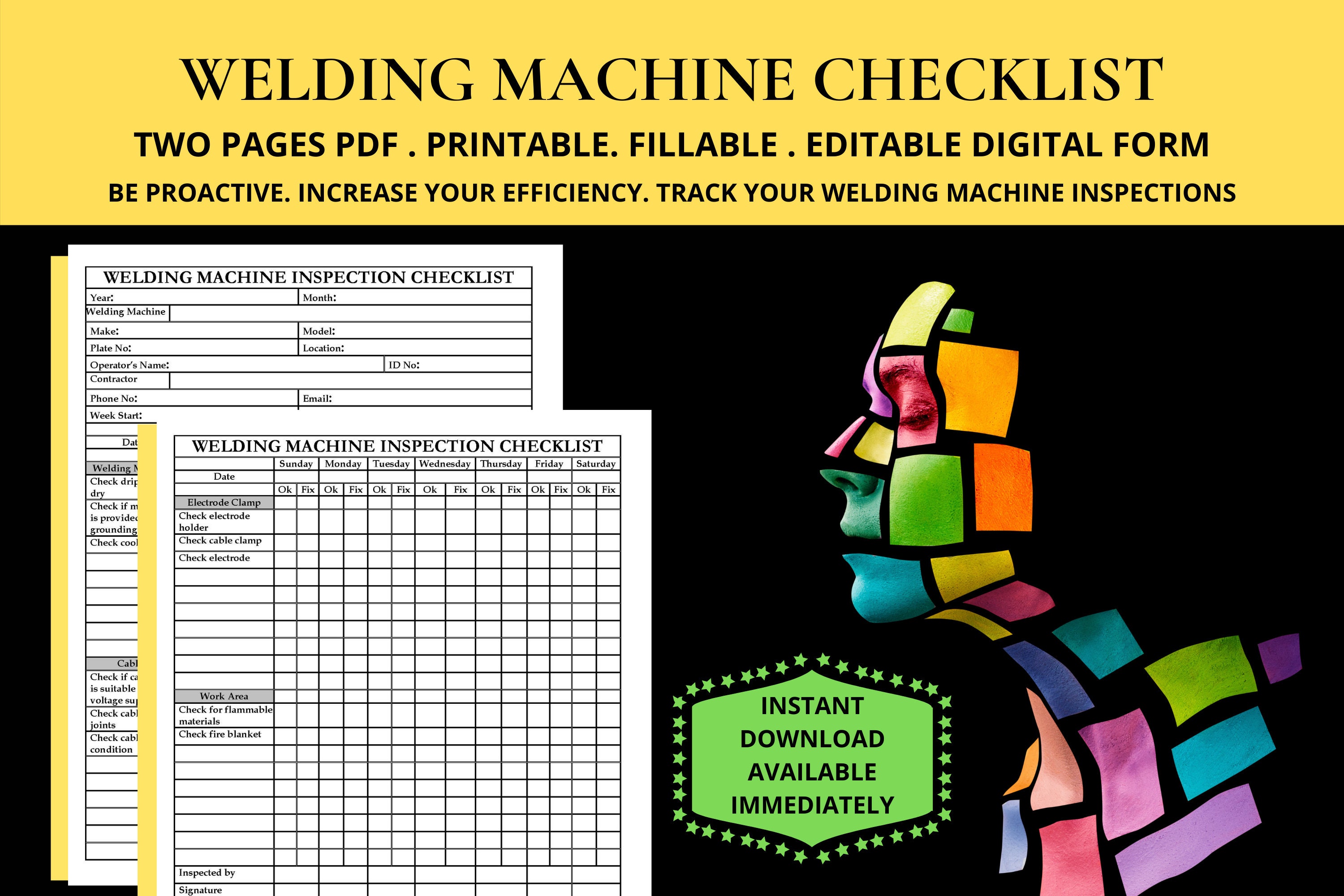 Welding Machine Checklist Welding Machine Daily Inspection Etsy España
