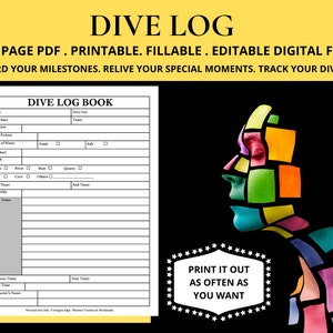 Dive Log Book Template Scuba Dive Journal Scuba Dive Planner Scuba Diving Notebook Dive Log Sheets Books Scuba Diver's Logbook Scuba Log image 2