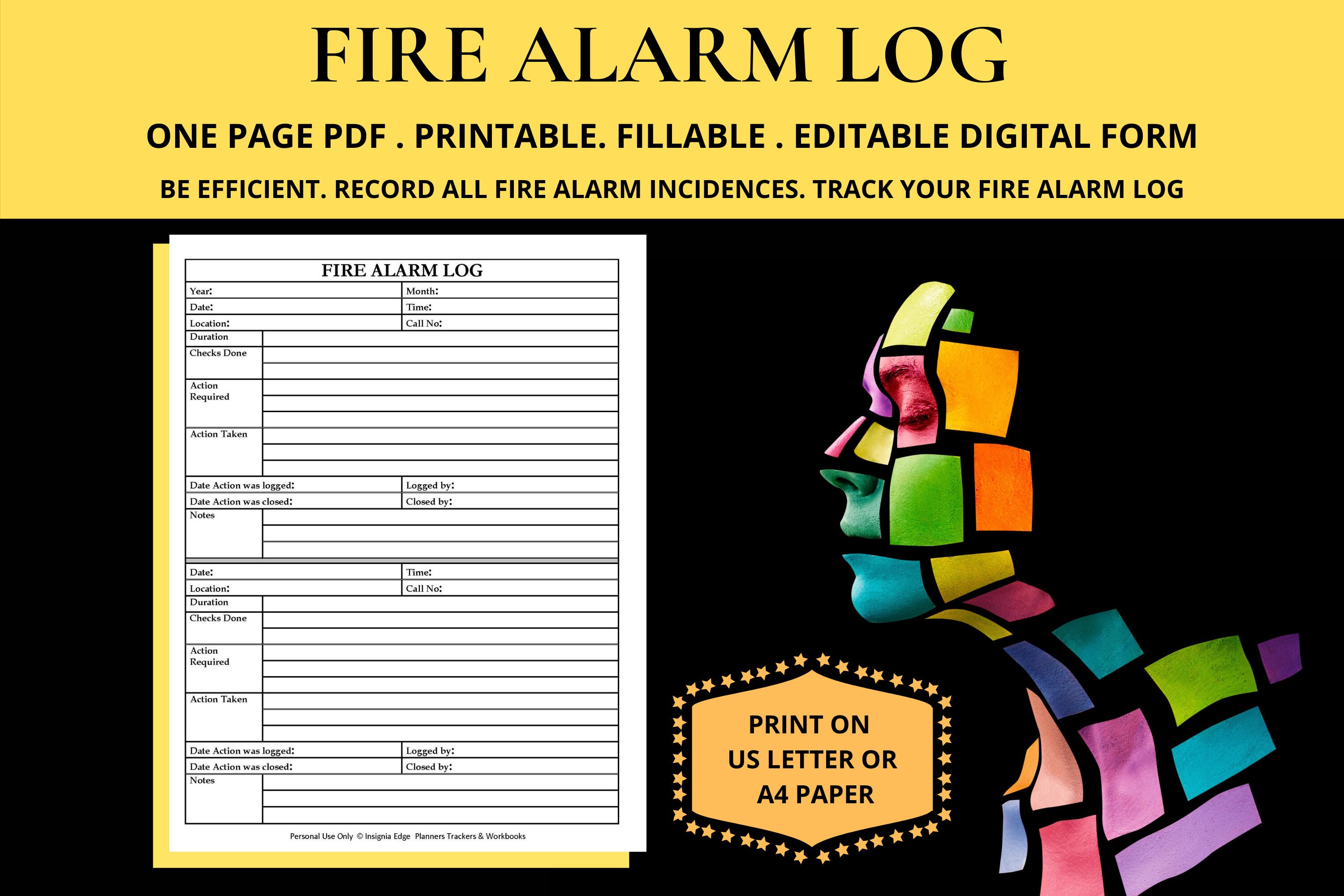 Fire Alarm Log Book Template Fire Test Log Record Register Book
