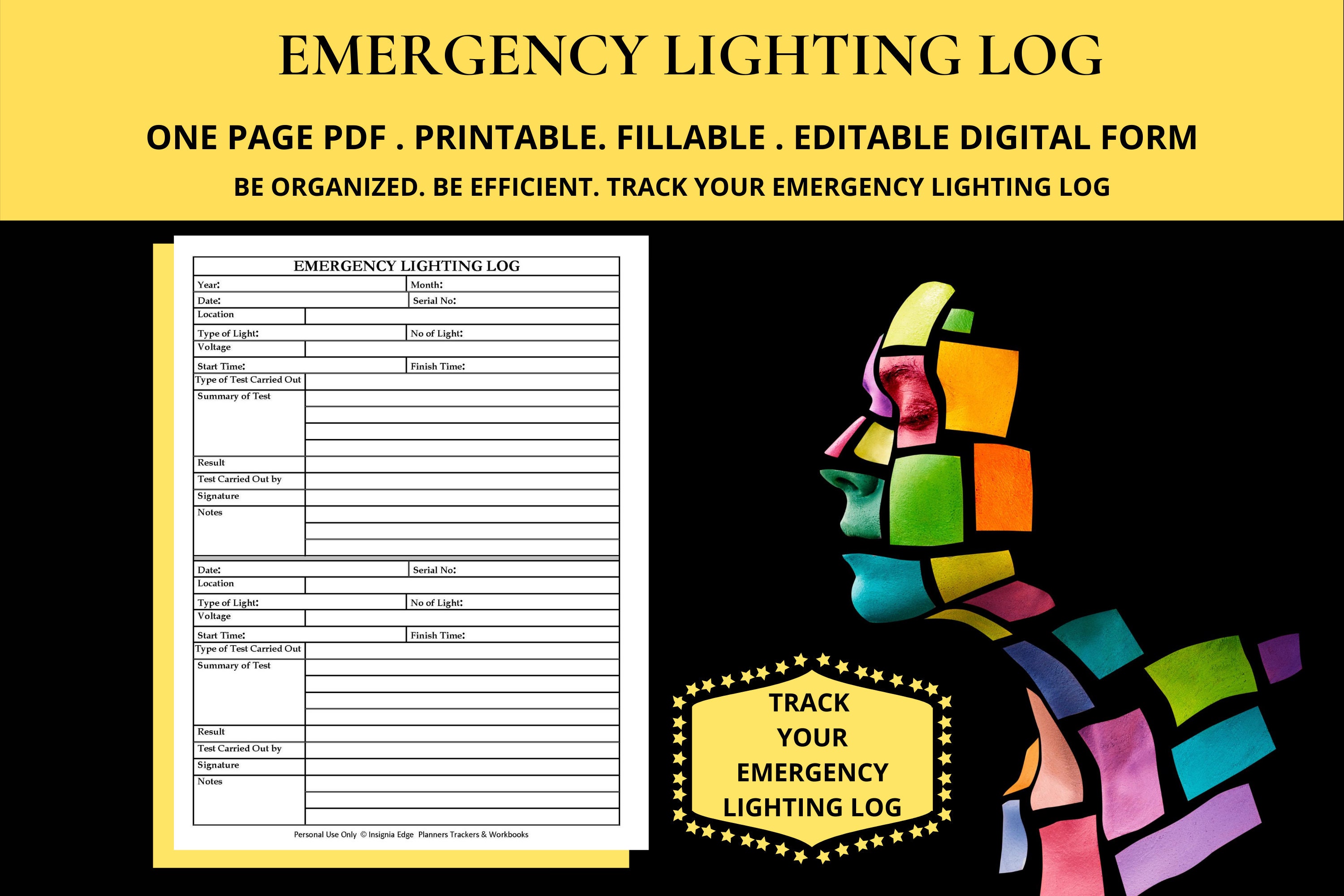 Emergency Lighting Log Book Template Emergency Lighting Test Etsy