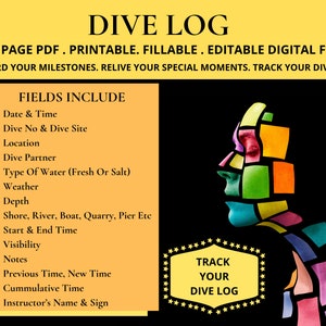 Dive Log Book Template Scuba Dive Journal Scuba Dive Planner Scuba Diving Notebook Dive Log Sheets Books Scuba Diver's Logbook Scuba Log image 7