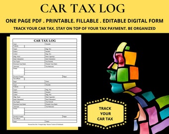 Car Tax Log Book Car Log Books For Tax Purposes Tax Book For Car Car Tax Monthly Log Book Vehicle Log Book Tax Tax Vehicle Log Book