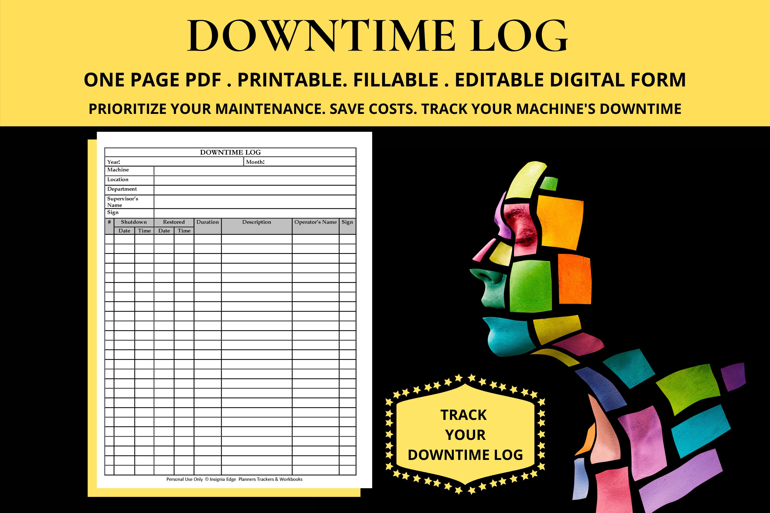 Downtime Log Machine Breakdown Report Template Downtime Etsy Canada