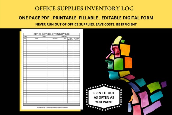 Office Supplies Inventory Template in Excel
