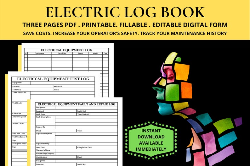 Electric Equipment Log Book Electrical Test Record Sheet Electrical Testing Sheets Template Electronic Log Books Equipment Register Template image 3