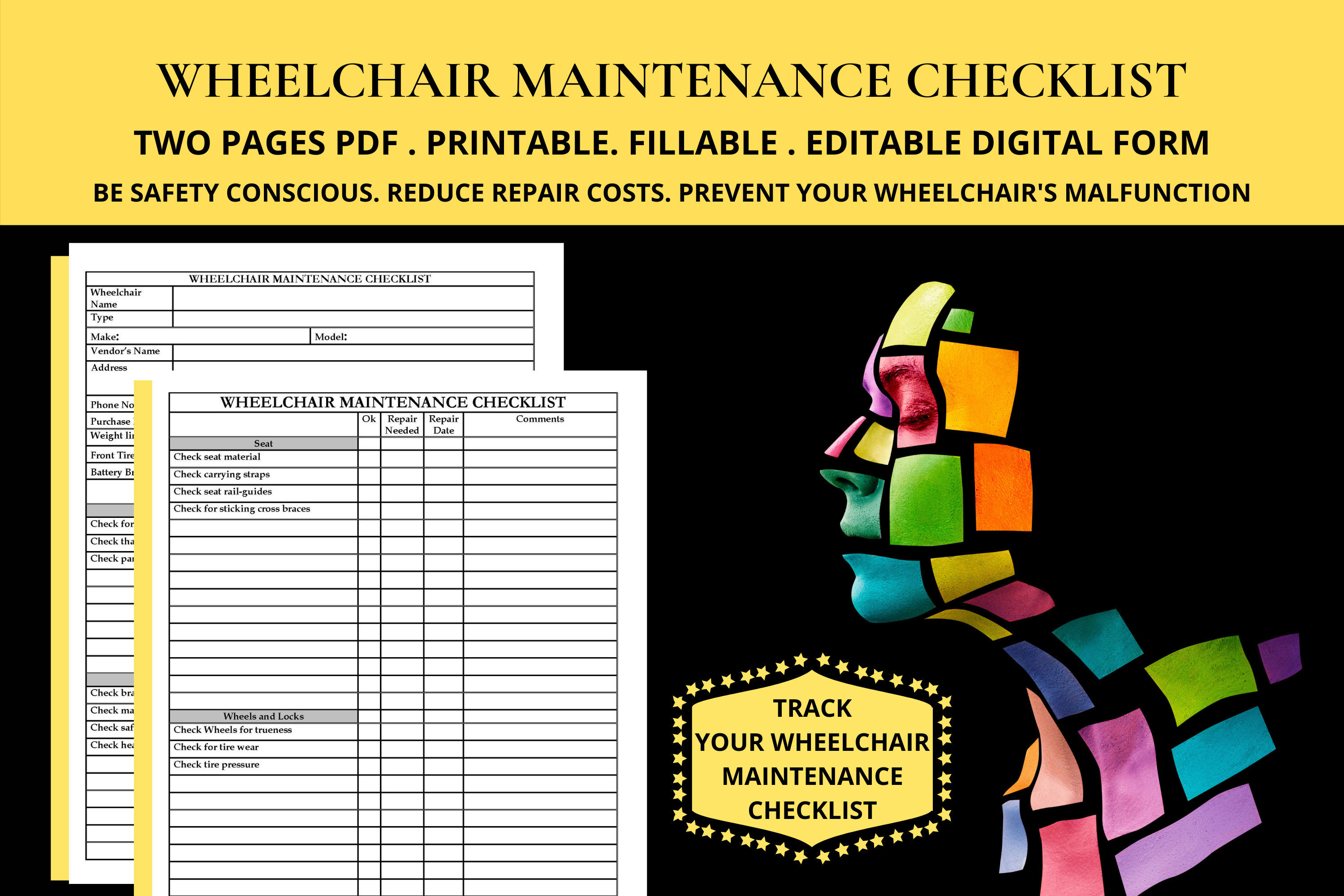 Wheelchair Maintenance Checklist Wheelchair Safety Check Log Wheelchair