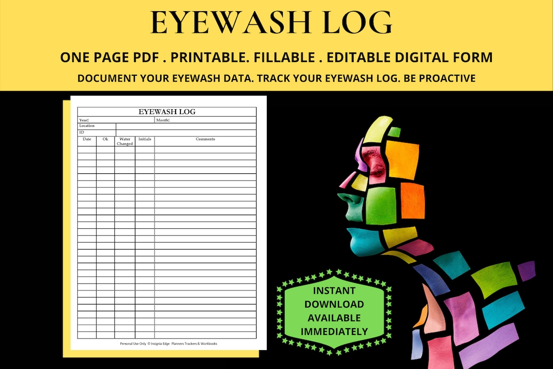 Eye Wash Station Inspection Log Sheet Checklist Weekly Emergency Eye