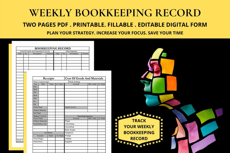 Weekly Book Keeping Records Format for Small Business Weekly Account