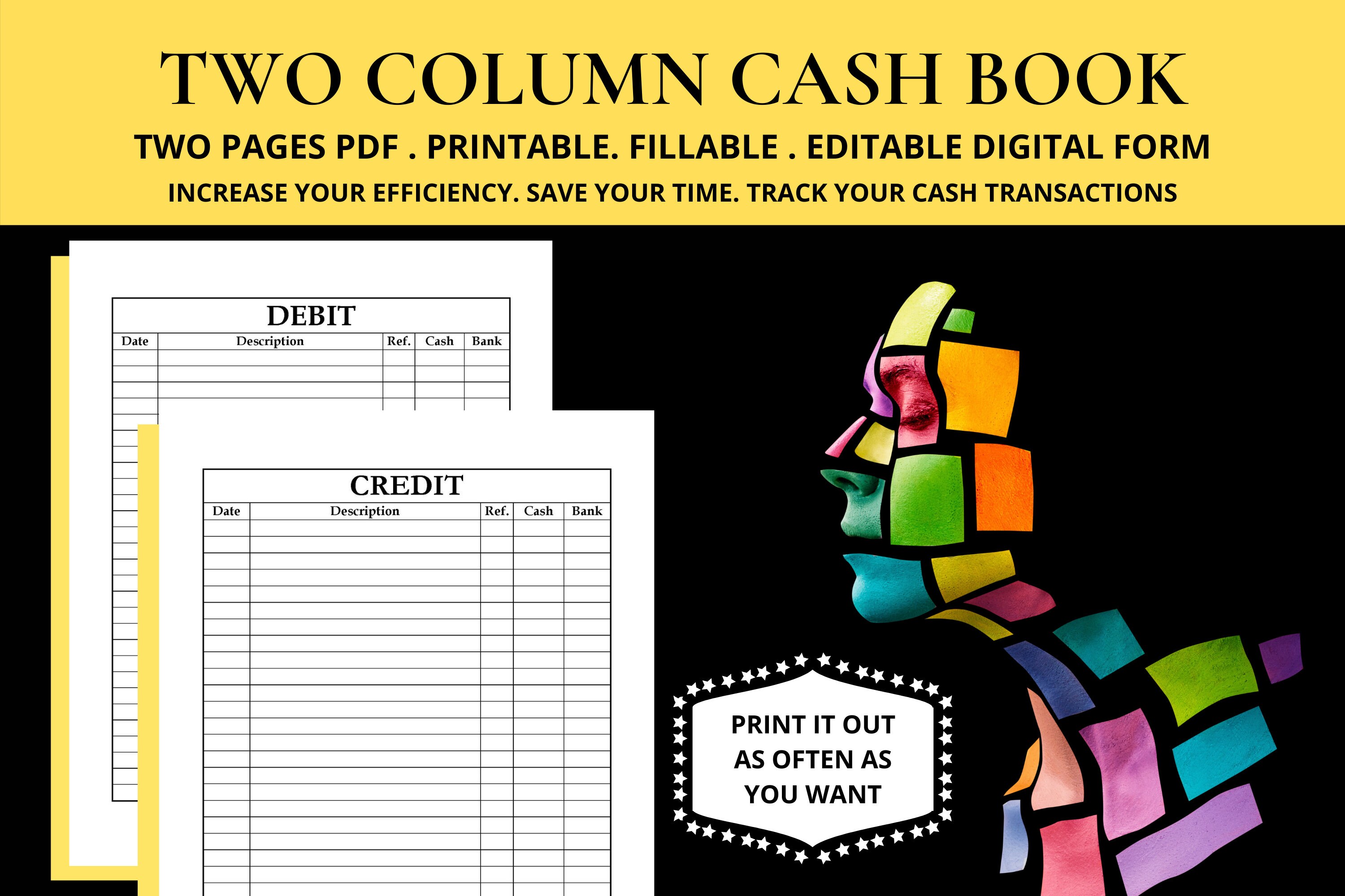 Two Column Cash Book Format Cash Book With Cash and Bank Columns Double