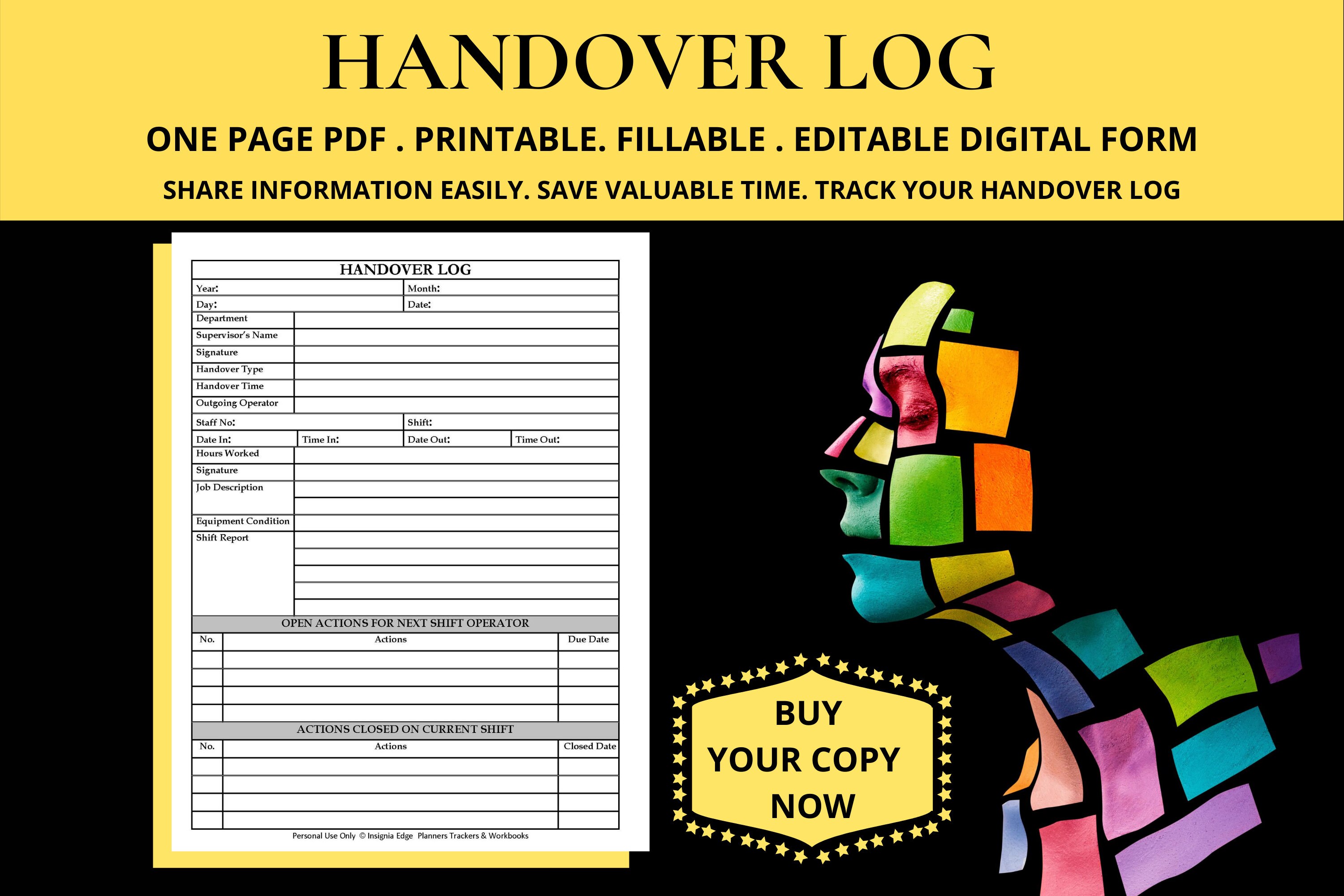 Handover Log Paper Book Template Word Shift Handover Report Template