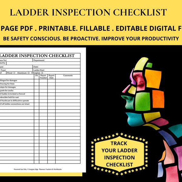 Ladder Inspection Checklist Forms Template Portable Ladder Maintenance Check Sheet Record Register Step Ladder Safety Inspection Check Log