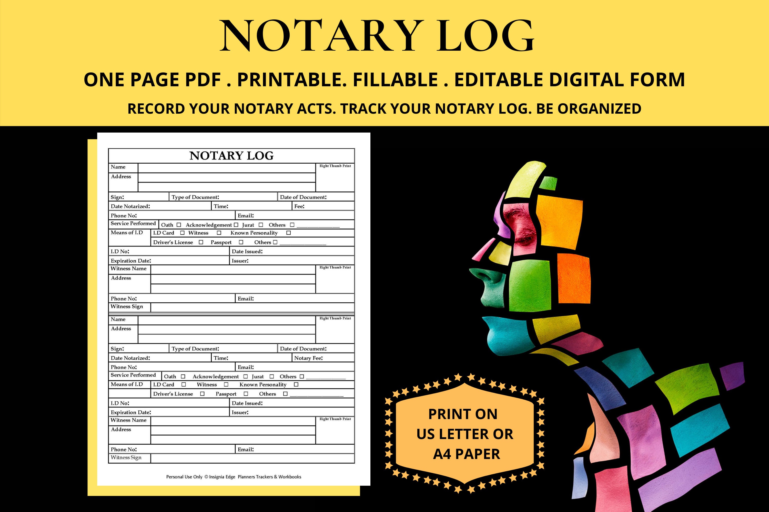 Notary Log Book Template Notary Public Record Journal Book Template Notary Log Book Template Notary Public Record Journal Book Template