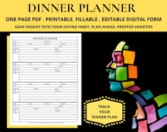 Dinner Planner Notebook Diabetic Dinner Log Tracker Gala Dinner Parties List Notepad Register Weekly Family Date Meal Schedule Plan Journal