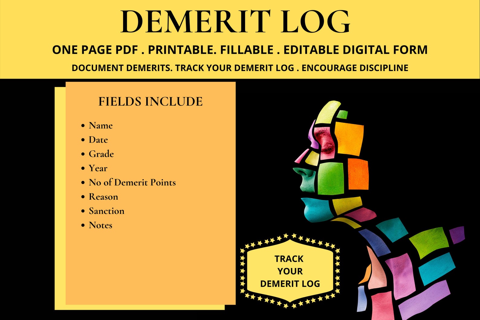 Demerit Log Demerit Points List Etsy Il 2kgj