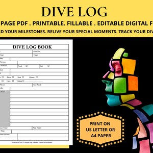 Dive Log Book Template Scuba Dive Journal Scuba Dive Planner Scuba Diving Notebook Dive Log Sheets Books Scuba Diver's Logbook Scuba Log image 5