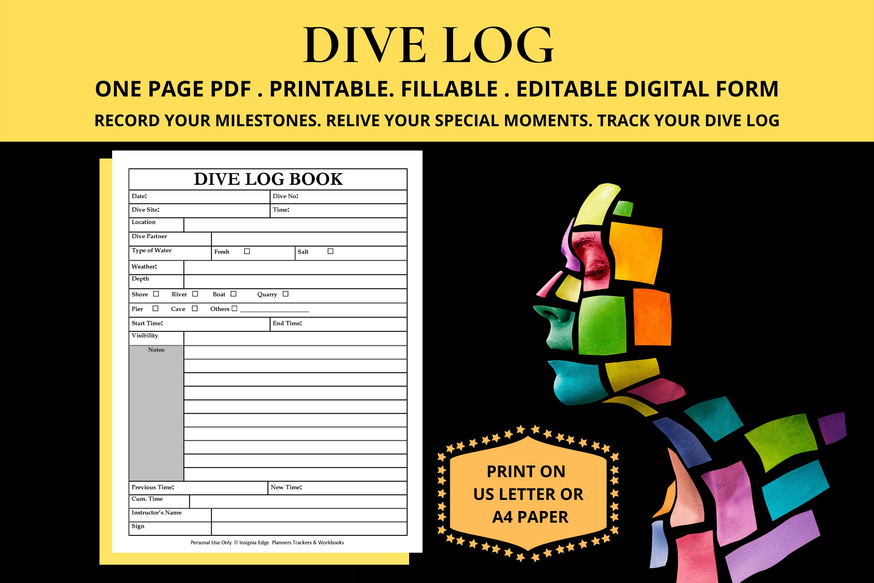 Dive Log Book Template Scuba Dive Journal Scuba Dive Planner Etsy España