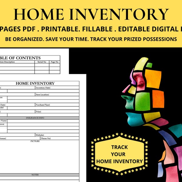 Home Inventory Checklist Template Home Contents Insurance Inventory Personal Belongings Inventory List Household Goods Descriptive Inventory