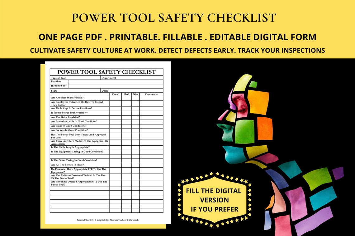 Power Tools Safety Check & Maintenance Log Hand Tools Etsy