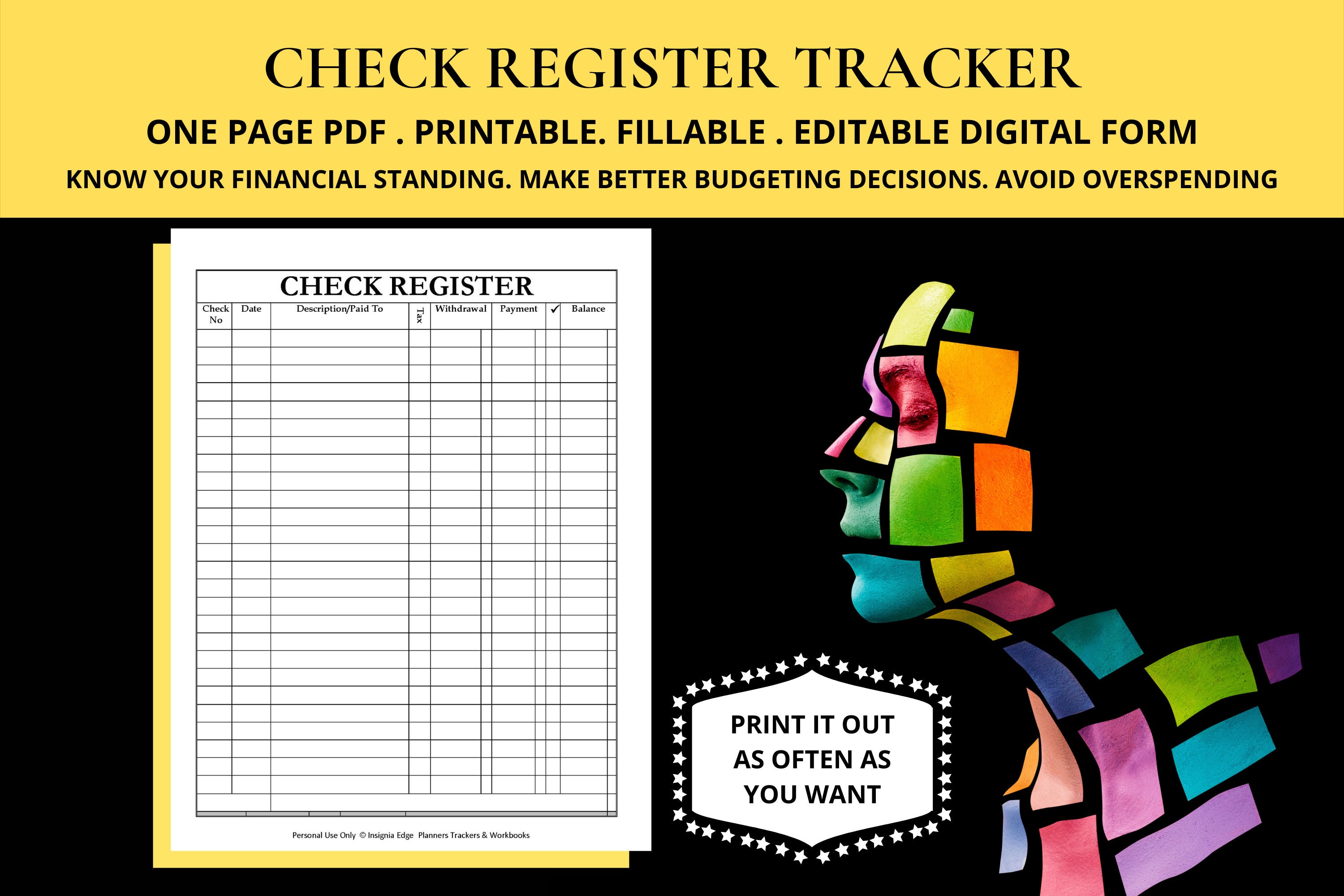 Simple Check Register Worksheet for Students Check Register Etsy