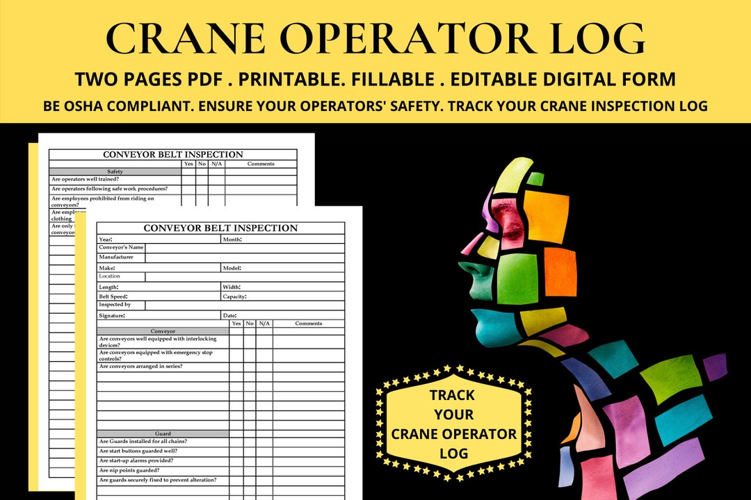 Crane Operator Log Book Daily Inspection Checklist for Overhead Cranes
