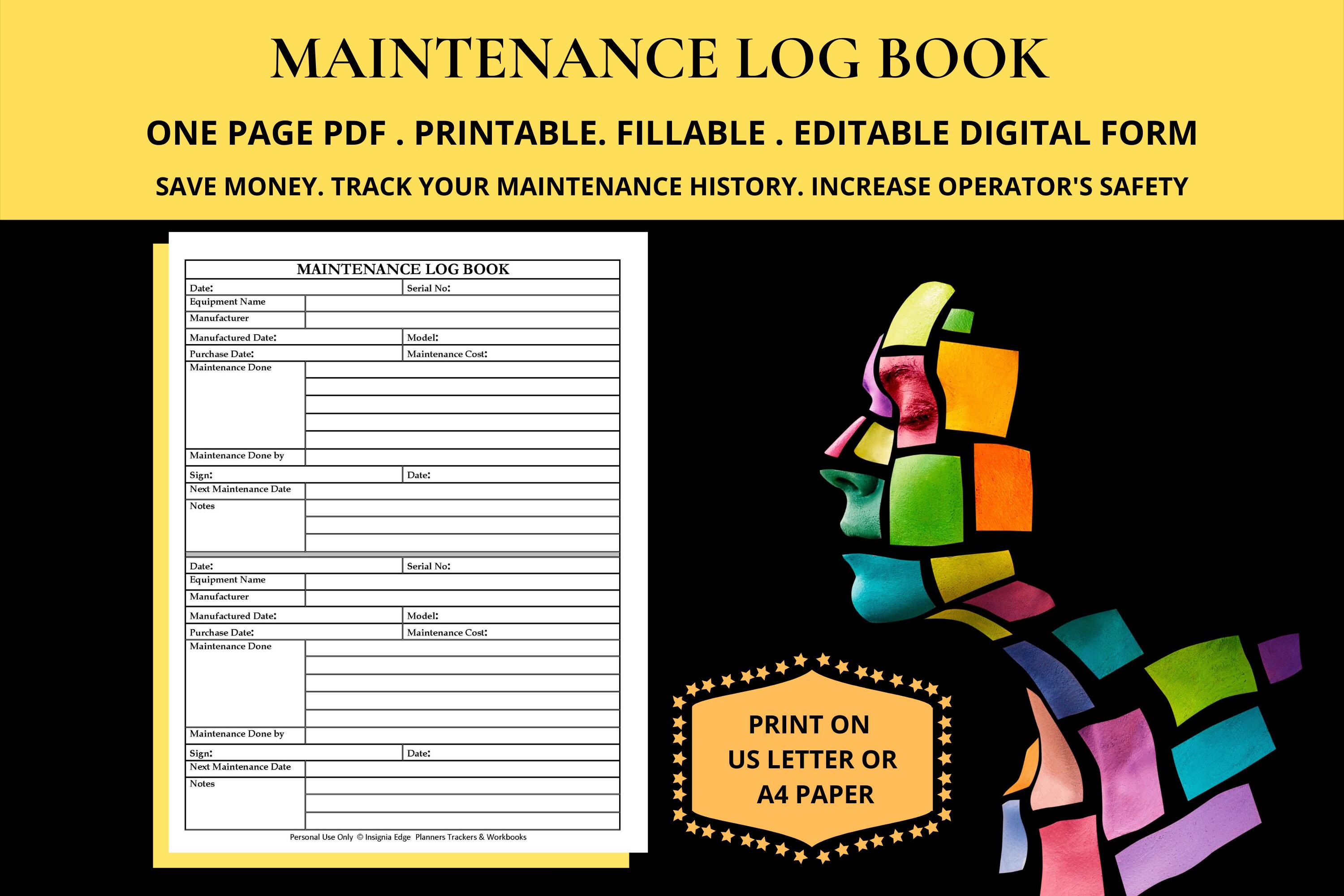 Daily Preventive Maintenance Log Book Format Equipment Service Record